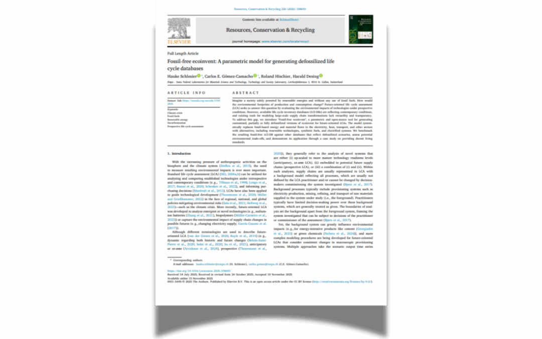 Launch of Fossil-free Ecoinvent: A new tool for modeling decarbonized worlds in life cycle assessment